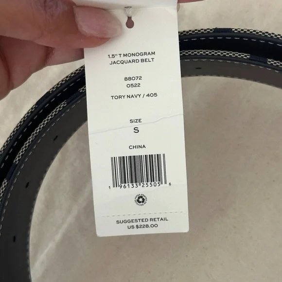 Tory burch T monogram 1.5 mavy blue Belt size small - Picture 3 of 7